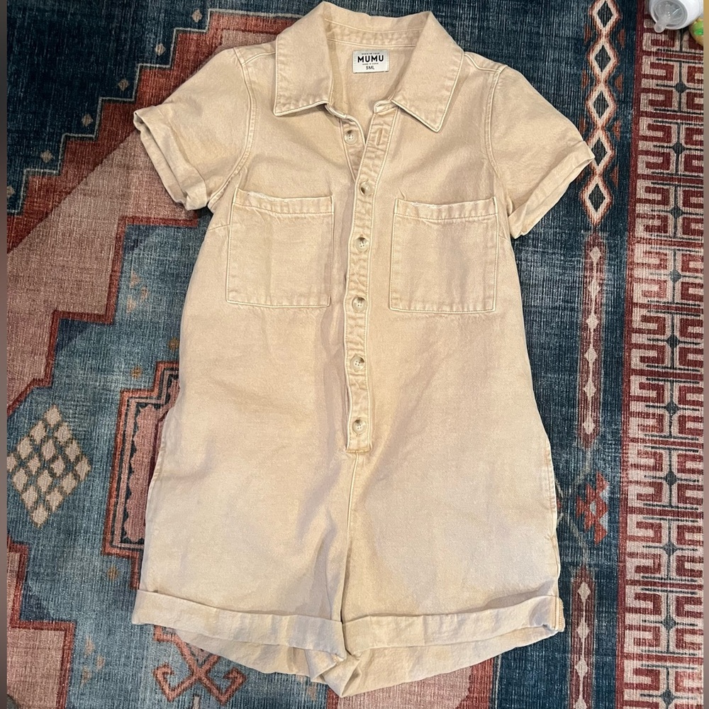 Show Me Your Mumu Range romper in tan line